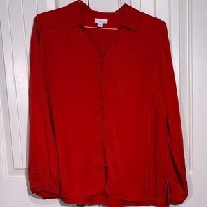 J. Jill Bold Red Orange Button Down Shirt